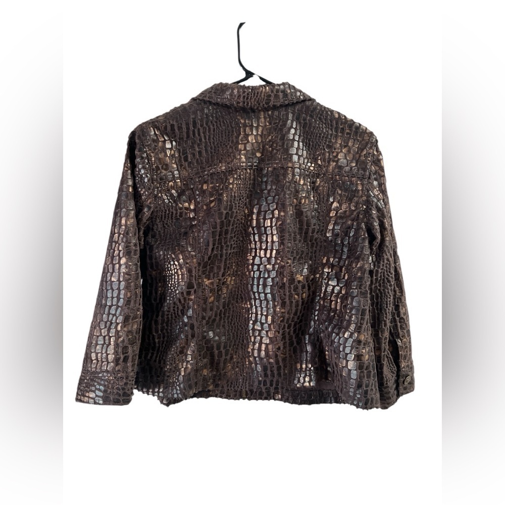 Ruby Rd. Brown Croc-Embossed Zip Front Jacket Goth layering - Picture 4 of 6